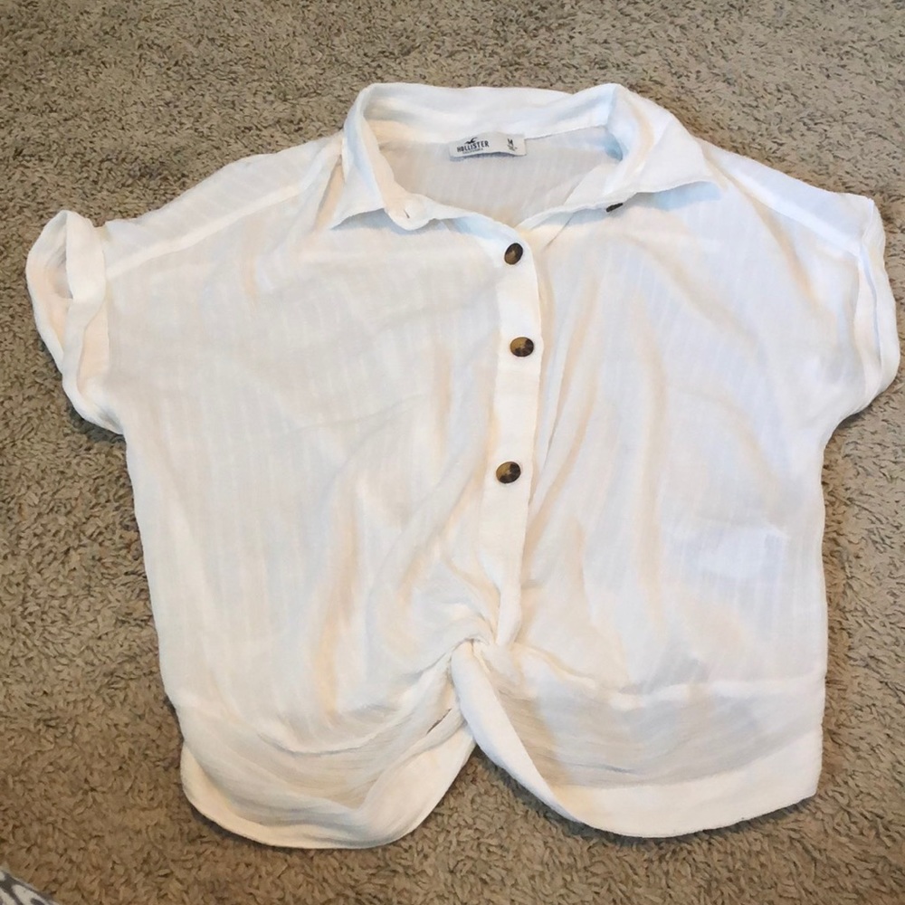 Thin white button down top-Hollister